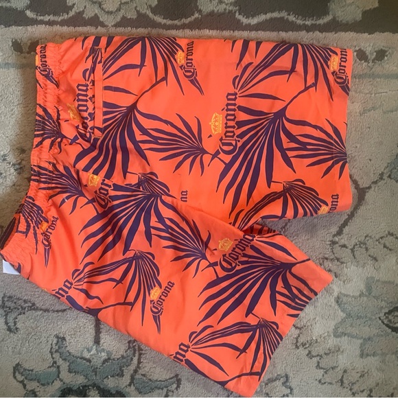 Corona Mesh Lined Swim Shorts - Orange and White - Picture 1 of 3